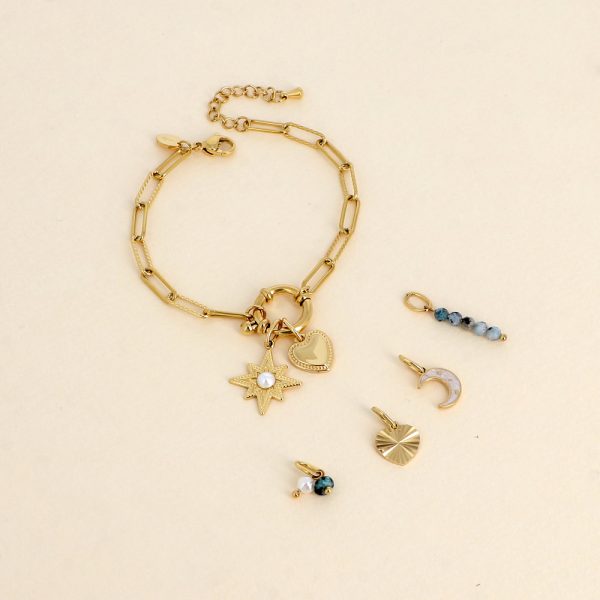 Bracelet en acier inoxydable à composer et 6 pendentifs