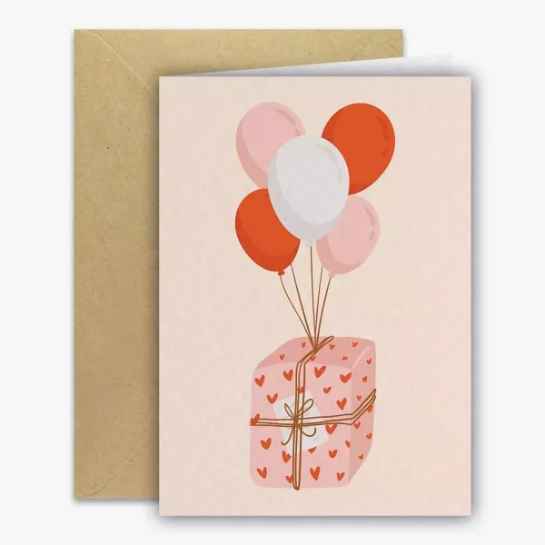 Carte anniversaire - Envol de cadeau