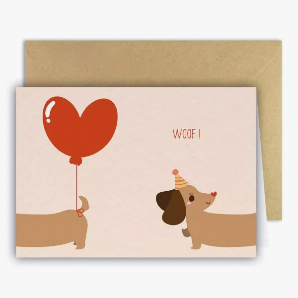Carte anniversaire - Chien saucisse